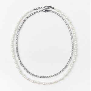 Zara pearl and rhinestone necklaces set of 2